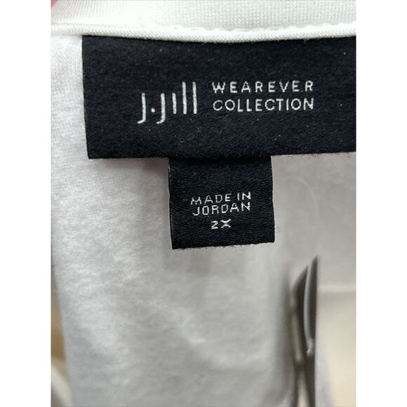 J Jill Wearever Collection 2X Cream Crew Neck 3/4 Sleeve V Neck Tunic Top NWT - Picture 3 of 9